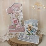 Kartka cyferka na roczek "OhBabyRose" GOTOWA - 