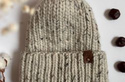 Wełniana czapka z wywinięciem - tweed