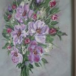 Obraz akryl na płótnie bukiet różowy - akryl szpachelka kwiaty
