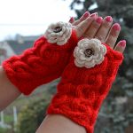 Czerwone rękawiczki mitenki  - krótkie - ciepło w dłonie
