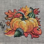 Jesienny haftowany obrazek z dynią - 