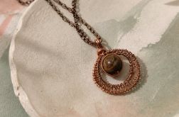 Miedziany naszyjnik z jaspisem wire wrapping