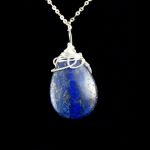 Srebrny wisior z kaboszonem lapisem - Lapis Lazuli pendant wrapped in Sterling Silver wire, gift for her gift for mom perfect present unique artisan handcrafted jewelry for women
