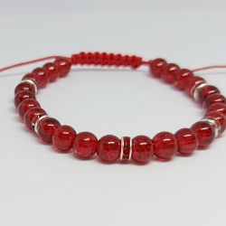 Bransoletka makrama boho czerwona