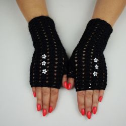 RĘKAWICZKI MITENKI HANDMADE KASZMIR CZARNE