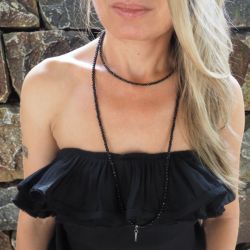 Naszyjnik damski choker turmalin czarny tur65