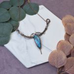 Miedziany naszyjnik wire wrapping z turkusem #498 - 