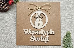 Kartka świąteczna, drewniane dekoracje - W6