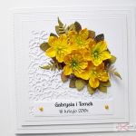 Kartka ŚLUBNA z żółtymi kwiatami - Biało-żółta kartka na ślub