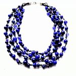 Kobalt naszyjnik sznurek i szkło - 