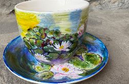 Porcelanowa filiżanka ręcznie malowana Lilie wodne