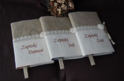 Lniane zapiski - haftowany notes