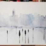 Miasto-akwarela formatu 24/32 cm  - 