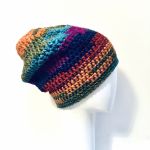 Czapka beanie smerf dziergana ciepła multikolor - czapka smerfetka