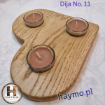 Świecznik drewniany dąb serce brązowe smugi, Dija No. 11 - 