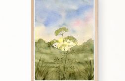 Oryginalna akwarela. Łąka Zielona A4 Oryginalna akwarela. Łąka Zielona A4