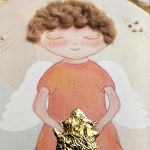obrazek anioł stróż, pamiątka dla dziewczynki - obrazek na chrzest