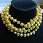 Naszyjnik z perłami, sznur pereł, żółte perły naturalne - 