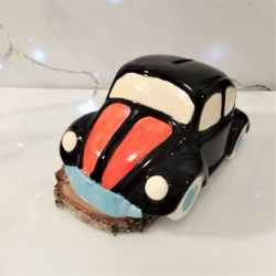 Garbus skarbonka ceramiczna. Czarny VV Beetle