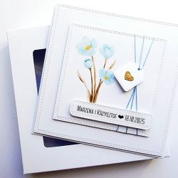 Minimalistyczna kartka ślubna w bieli na ślub