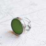 Zielone kółko - pierścionek ze szkłem - 
