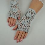 Rękawiczki, mitenki handmade popielate - mitenki