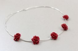Czerwone róże i srebro - naszyjnik