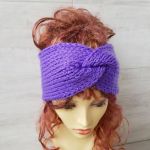 Lawendowa opaska, szeroka, gruba,ciepła. - modnaopaska