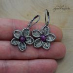 KWIATY kolczyki rubin, wire wrapping - 