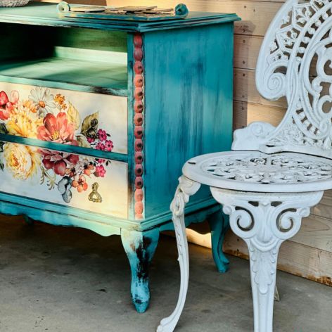 Ręcznie malowana szafka z kwiatami, pojedynczy egzemplarz, wysyłka