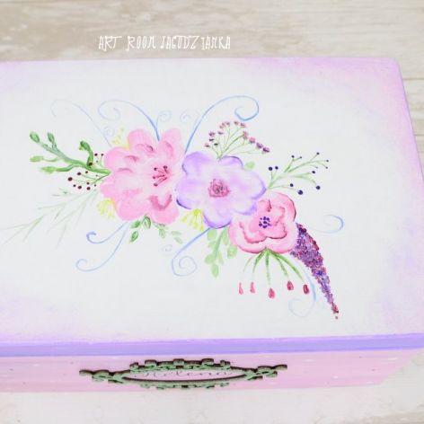 Kufer ręcznie malowany RUSTIC FLOWERS