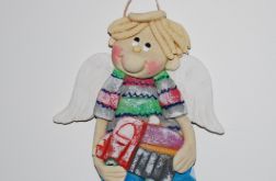 Mały kierowca - aniołek z masy solnej, prezent, dekoracja