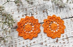 Kolczyki szydełkowe rozetki - pomarańczowe