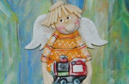 Ciuchcia czeka - aniołek z masy solnej, prezent, dekoracja