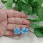 Jasnoniebieskie kolczyki kwiat błękitne klips - 