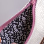 Pleciona kosmetyczka MIDI ecru różowy suwak - 