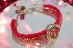 Bransoletka rzemykowa czerwone serce