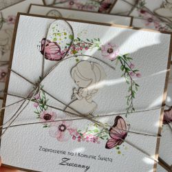 Zaproszenia komunijne dla dziewczynki ręcznie robione