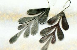 Kolczyki gałązka liści w kolorze srebra c682-