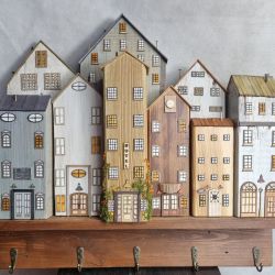 Wieszak - drewniane domki - na klucze i inne drobiazgi 20.