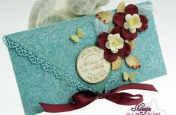 Kopertówka z okazji ślubu-bordowe turkusy