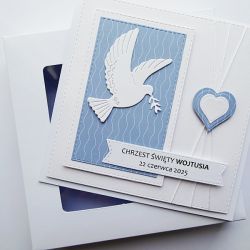 Oryginalna kartka z gołębicą na Chrzest