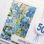 Kartka na urodziny niebieskie kwiaty z liczbą - Urodzinowa kartka z kwiatami i liczbą