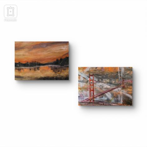 Kompozycja prac na płótnie,  San francisco,  40x50x2 cm.