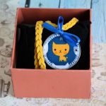 Naszyjnik dziecięcy - Rudy kotek - medalion - Naszyjnik poleci w pudełku - gotowy na prezent