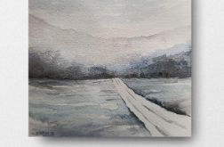 Zima-akwarela formatu 15/15 cm