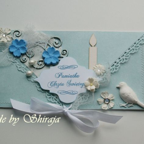 Pamiątka Chrztu św.  ' błękitny ogród'