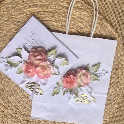 167,Ślubny komplet, kartka w pudełku z torebką