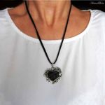 Wisiorek srebrny z czarnym turmalinem serce - Serce z turmalinem