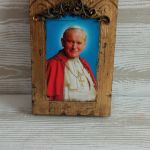 Obrazek z wizerunkiem Ojca świętego Jana Pawła II - Obrazek ręcznie zdobiony